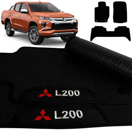 TAPETE BORRACHA PREMIUM L200 TRITON 2019 A 2025 3 PEÇAS