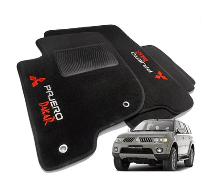 TAPETE CARPETE PAJERO DAKAR PRETO BORDADO 5 PEÇAS