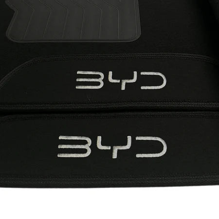 TAPETE CARPETE BYD SHARK 2023 A 2025 PRETO BORDADO 3 PEÇAS