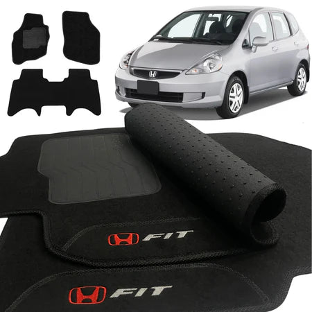 TAPETE CARPETE HONDA FIT 2004 A 2008 PRETO 4 PEÇAS