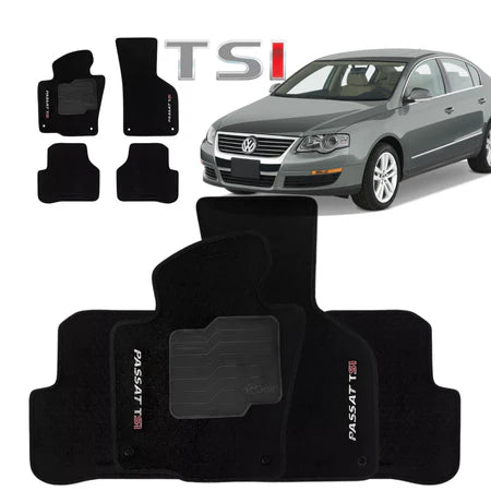 TAPETE CARPETE PASSAT TSI 2005 A 2010 PRETO BORDADO
