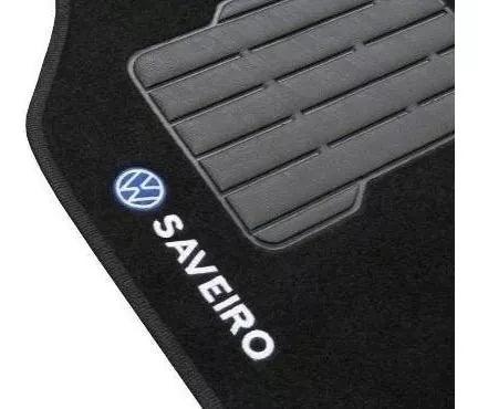TAPETE CARPETE SAVEIRO G2 G3 G4 1996 A 2012 PRETO BORDADO 5 PEÇAS