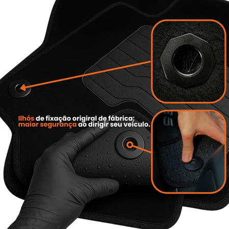 TAPETE CARPETE GOLF 2014 A 2022 PRETO 4 PEÇAS
