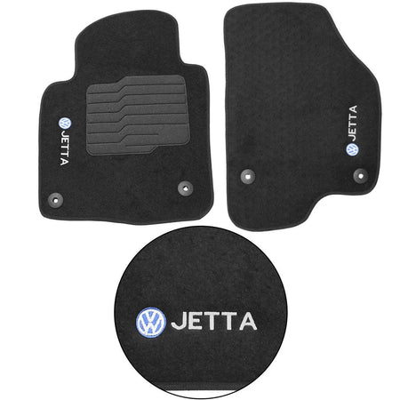 TAPETE CARPETE VOLKSWAGEN JETTA 2018 A 2024 PRETO BORDADO 5 PEÇAS